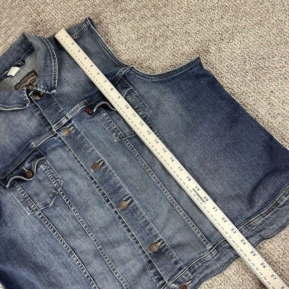 Levis Jean Vest Womens Plus 3X Denim Trucker Causal Everyday Basic Blue - Picture 11 of 14